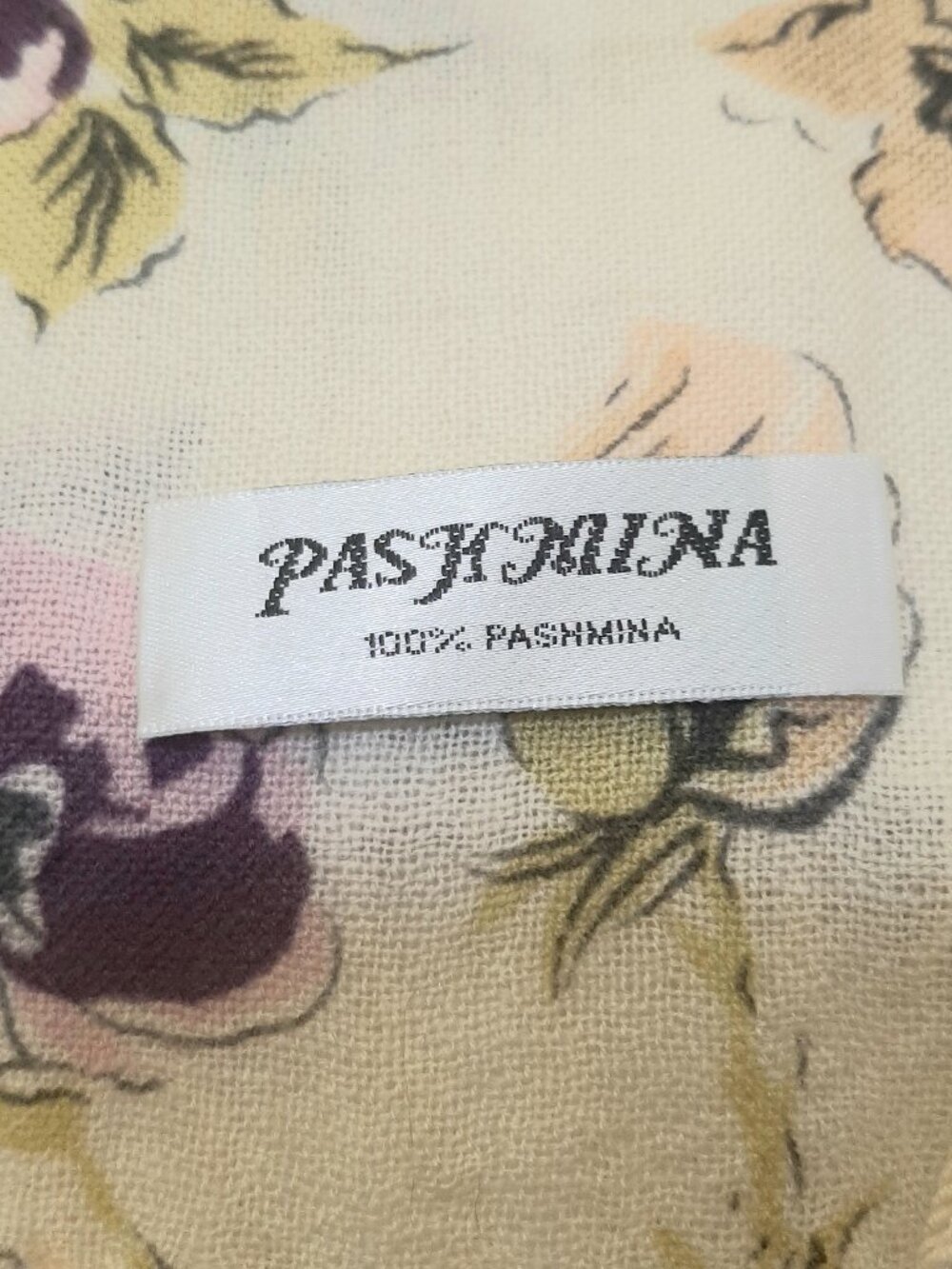 Floral Pashmina. Soft pink and purple flowers.
